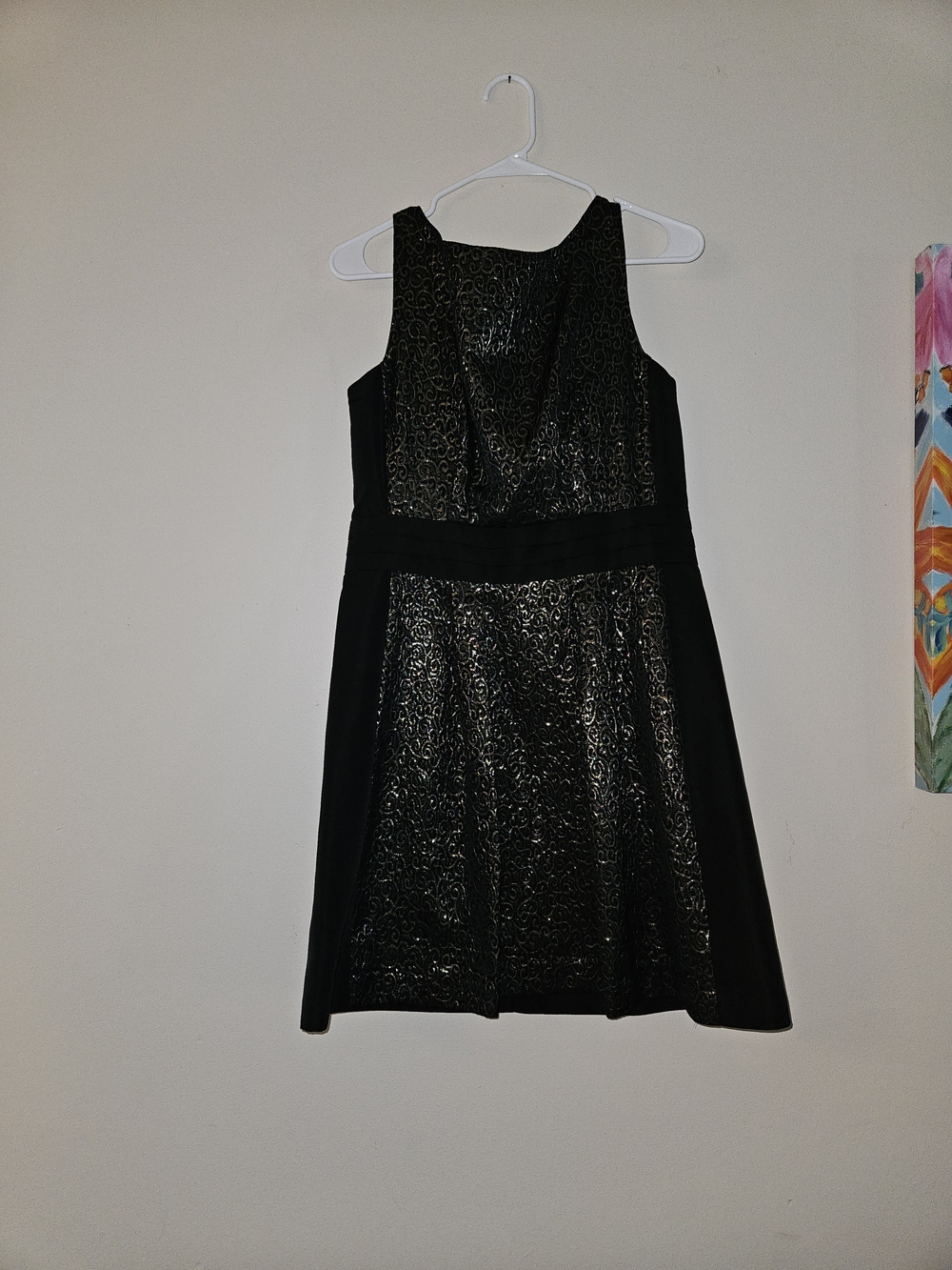 The Limited Black and Gold Brocade Midi Dress